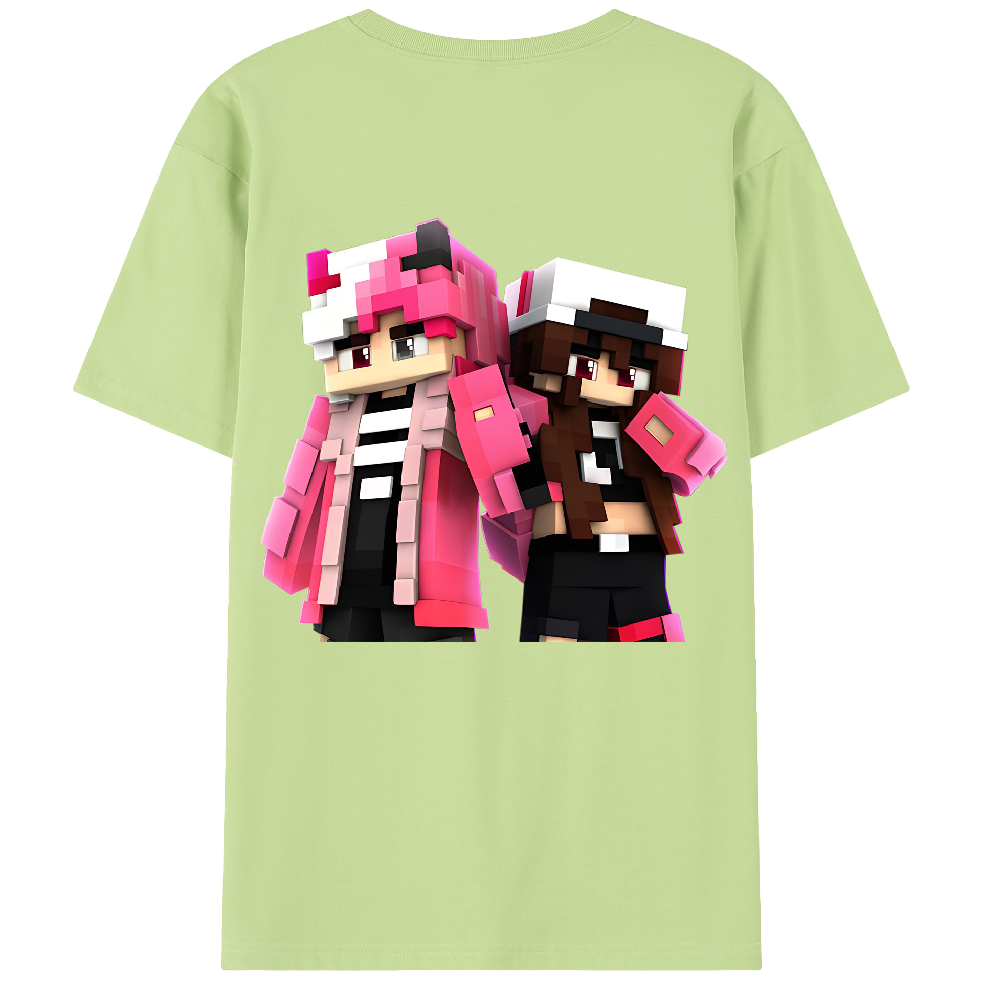 （画像用） マインクラフト ブロックの世界 Minecraft MC Block world 綿100％半袖Tシャツ（背面プリント）